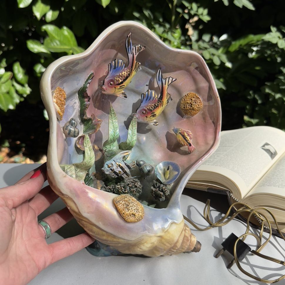 Лампа настольная Подводный мир 27 см фарфор Италия