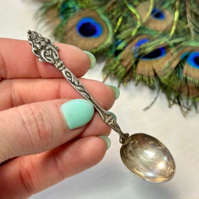 Ложка кофейная ажурная 9 см серебро 30 е годы
