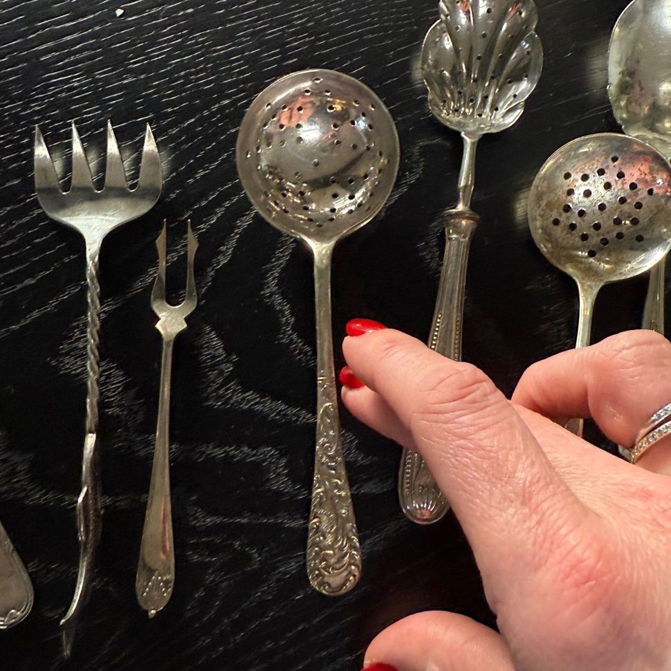 Ложка ситечко 14 см серебрение