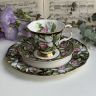 Чайное трио черный Royal Albert Provincial Flowers Ladys Slipper 200 мл Англия