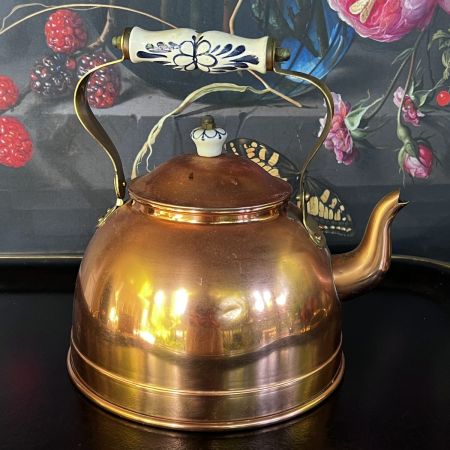 Чайник 2,5 л медь латунь с керамической ручкой Франция