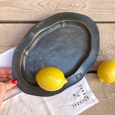 Блюдо-поднос овальная волна, олово