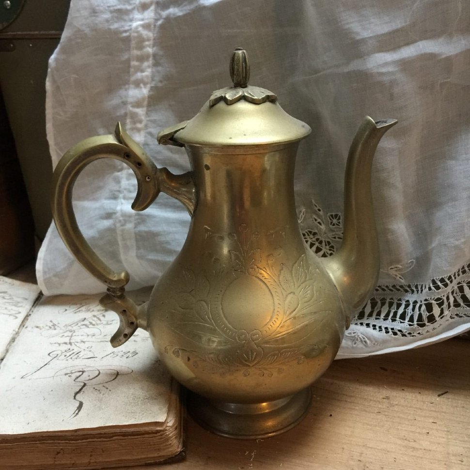 Кофейник чайник Цветок латунь 900 мл