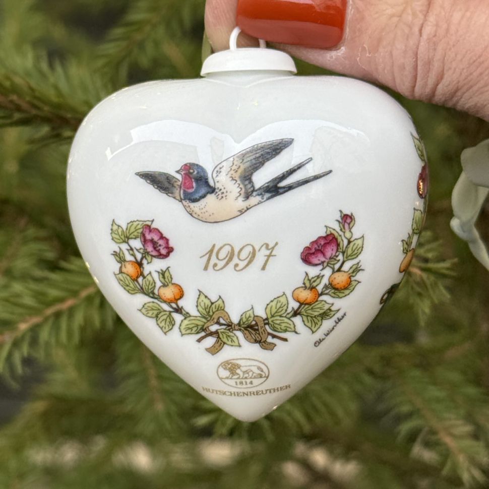 Подвес Hutschenreuther Сердце фарфор 8 см Германия 1997 г. 