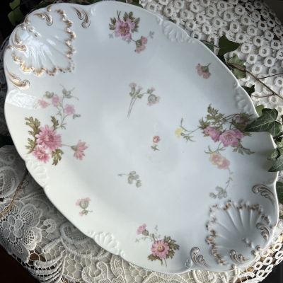 Блюдо Цветы Limoges 40 см фарфор Франция конец 19 в.