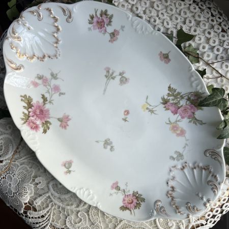 Блюдо Цветы Limoges 40 см фарфор Франция конец 19 в.