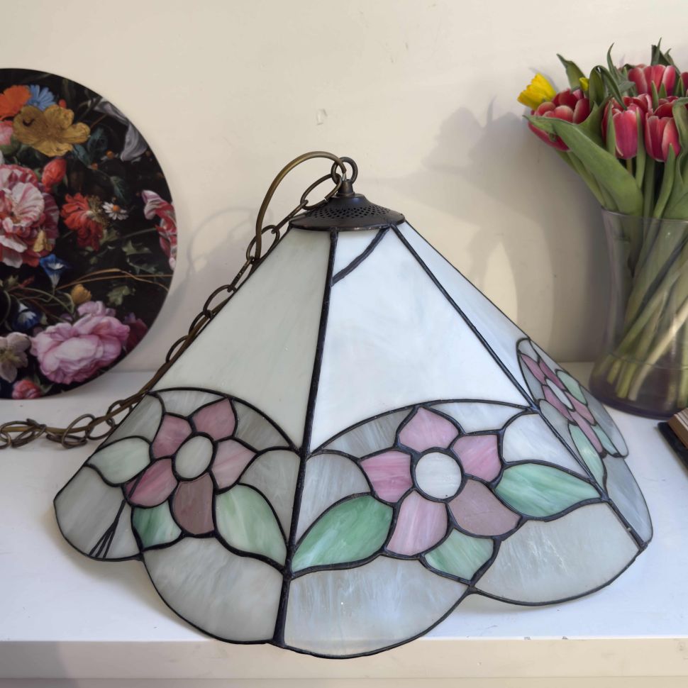 Люстра торшер Тиффани Цветок 128 см олово стекло     