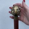 Трость деревянная с набалдашником латунь