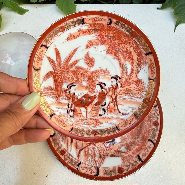 Чайная пара Гейши за столом 160 мл фарфор Япония литофания