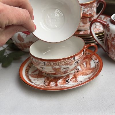 Чайная пара Гейши за столом 160 мл фарфор Япония литофания