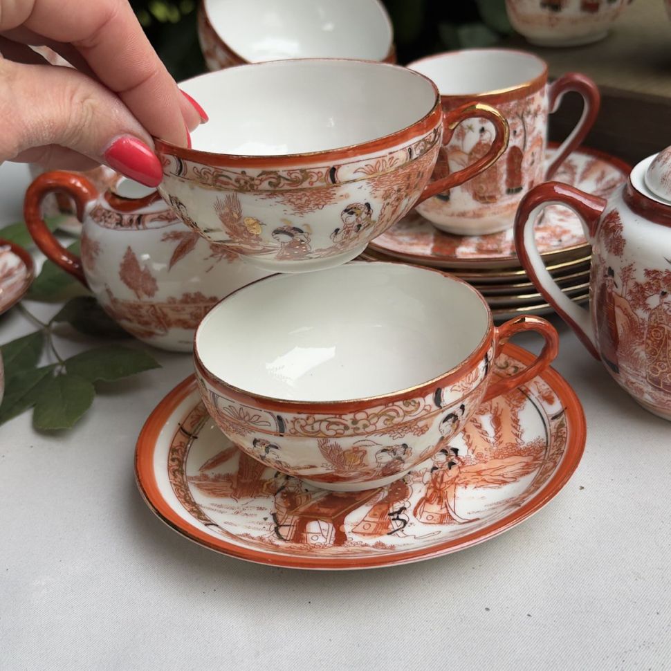 Чайная пара Гейши за столом 160 мл фарфор Япония литофания