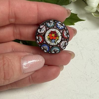 Брошь флорентийская микромозаика 2,5 см Италия
