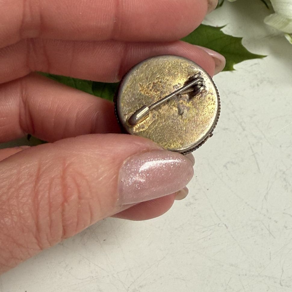 Брошь флорентийская микромозаика 2,5 см Италия