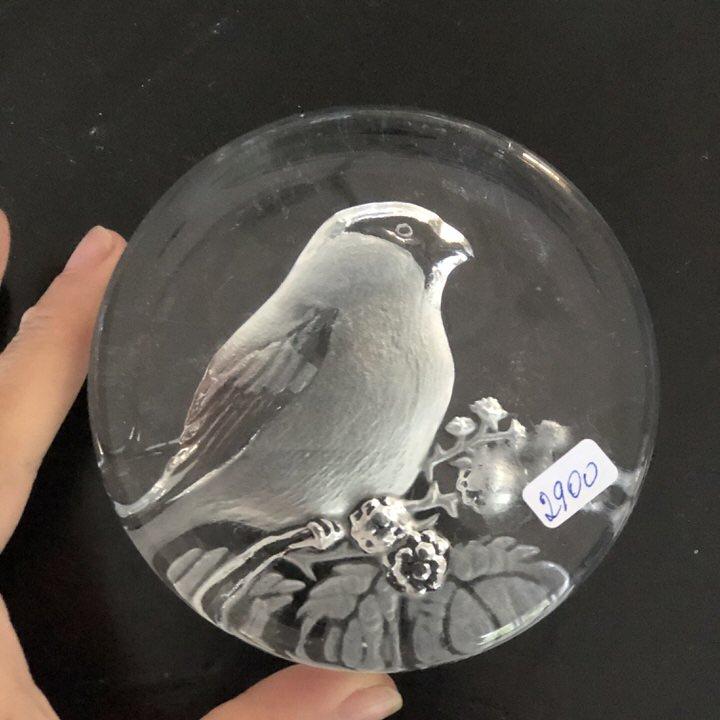 Декоративный элемент Снегирь хрусталь Швеция Mats Jonasson