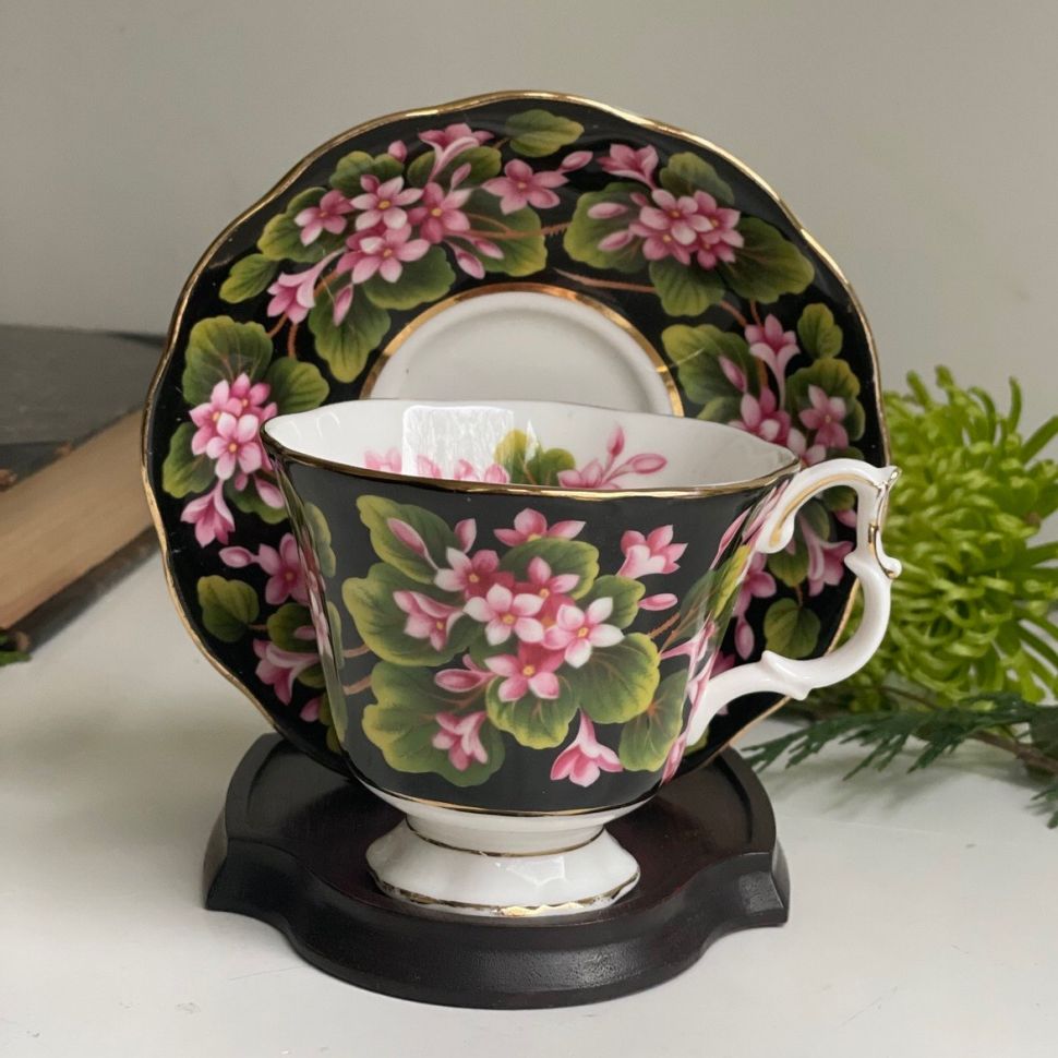 Чайное трио черный Royal Albert Provincial Flowers Mayflower 200 мл Англия 