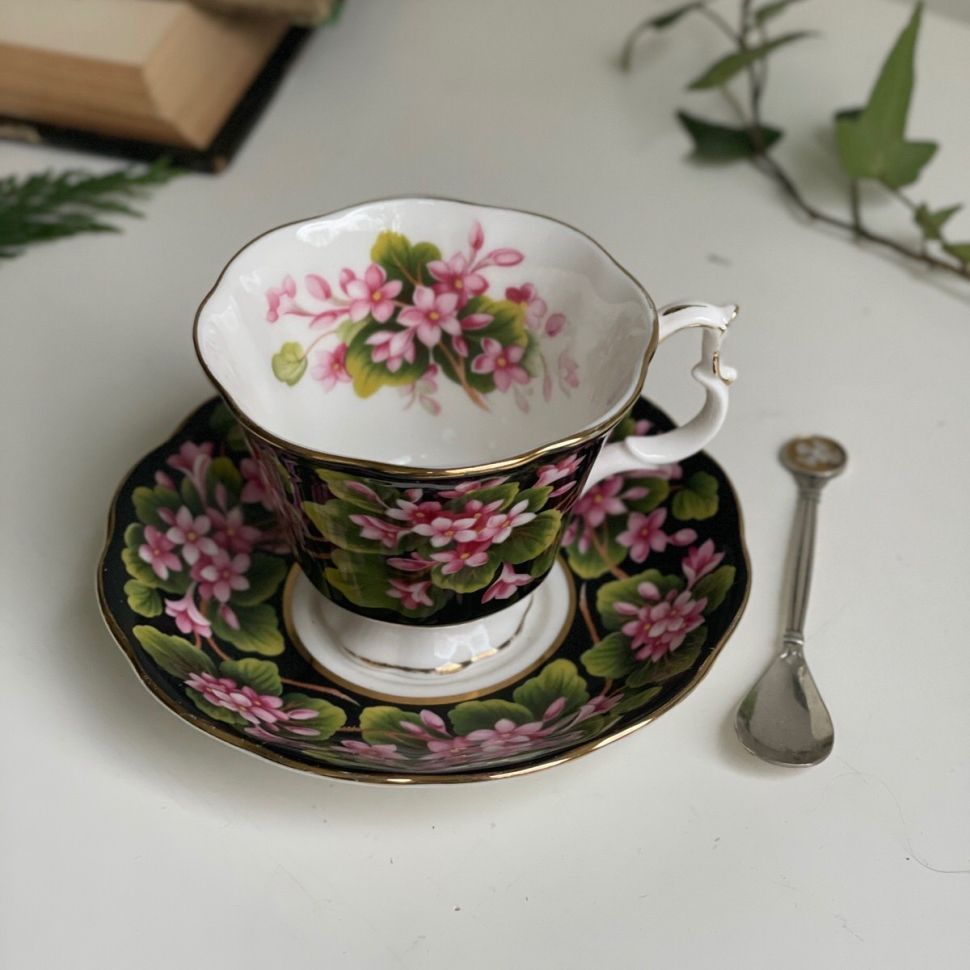 Чайное трио черный Royal Albert Provincial Flowers Mayflower 200 мл Англия 