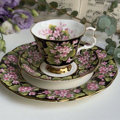 Чайное трио черный Royal Albert Provincial Flowers Mayflower 200 мл Англия 