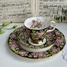 Чайное трио черный Royal Albert Provincial Flowers Mayflower 200 мл Англия 