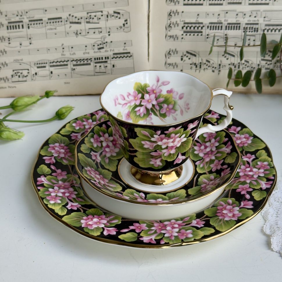Чайное трио черный Royal Albert Provincial Flowers Mayflower 200 мл Англия 