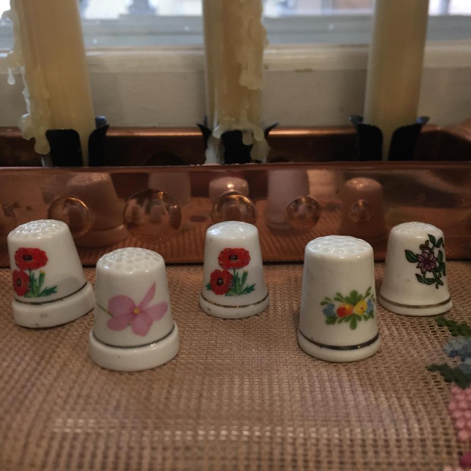 Наперсток фарфоровый с цветами набор 2 (5 штук)