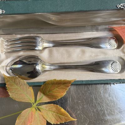 Ложка и вилка набор Christofle 21 см серебрение Франция