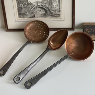 Ложка 32 см медь ручка чугун