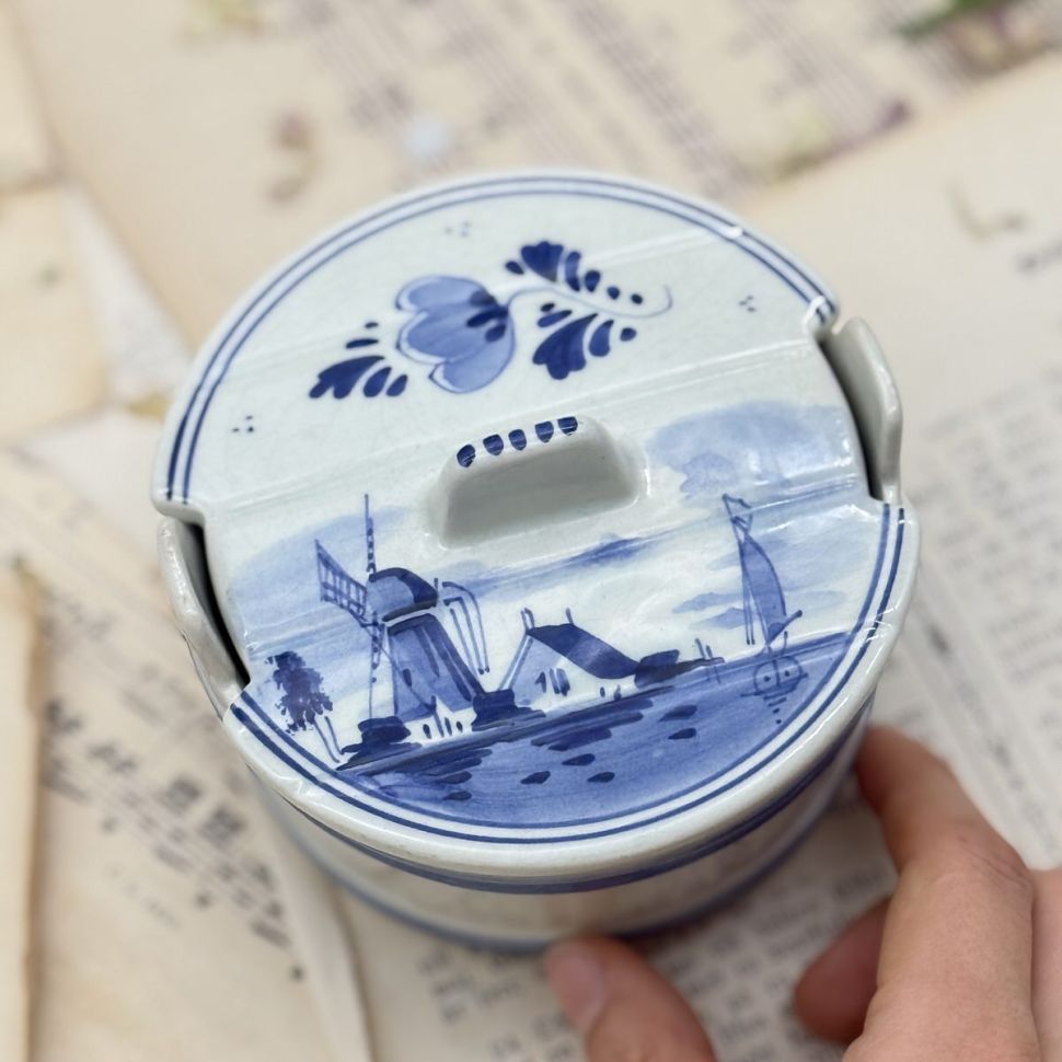 Банка с крышкой Delft 11,5 см ручная работа Голландия