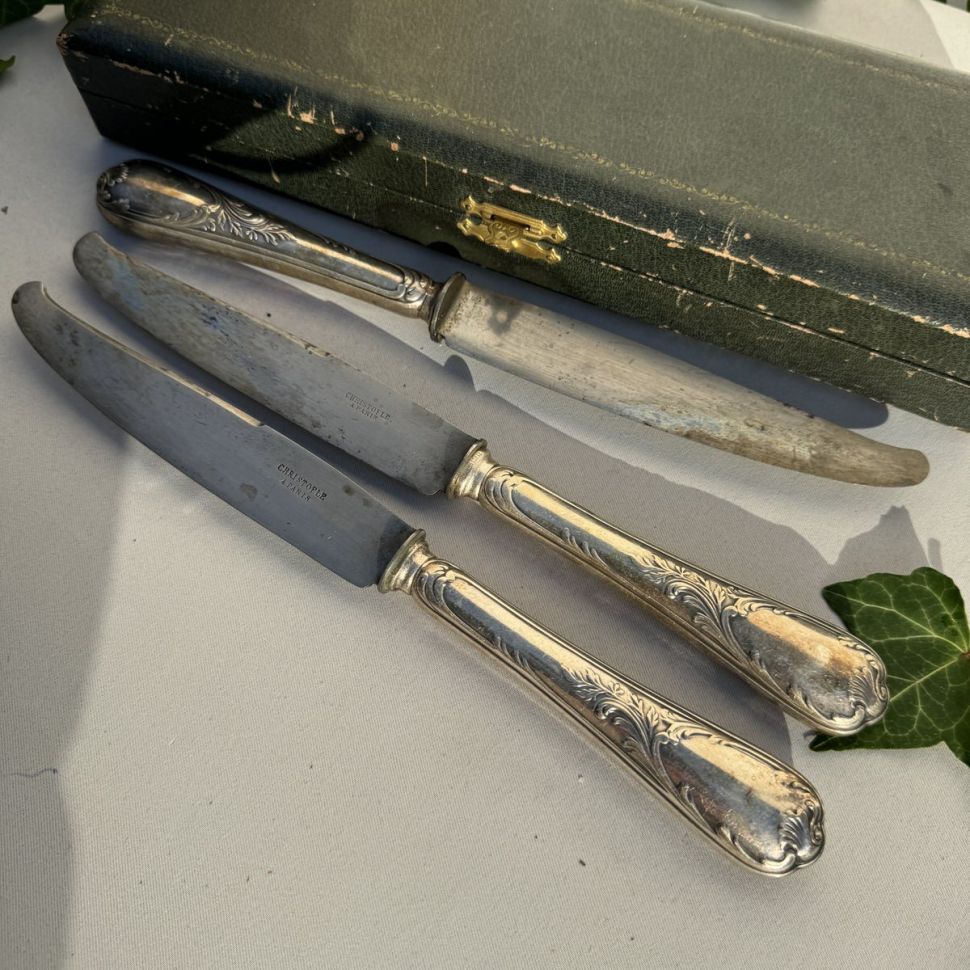 Нож столовый 26 см Christofle серебрение модерн Франция