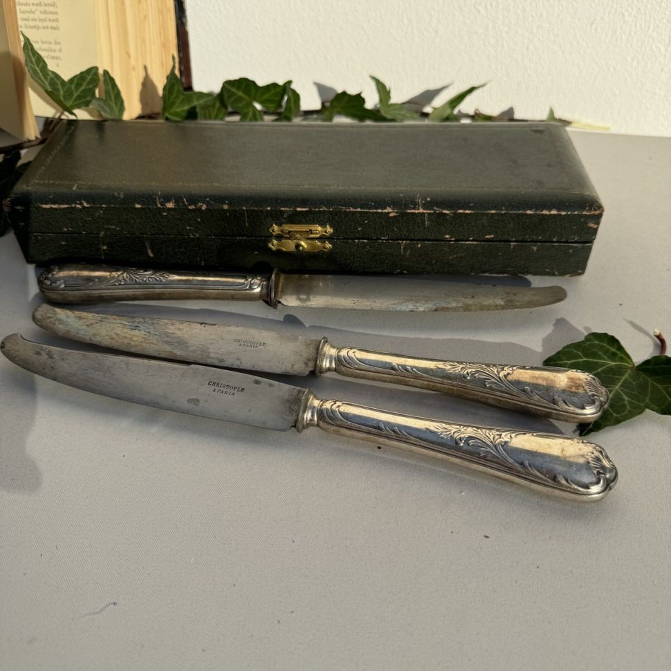 Нож столовый 26 см Christofle серебрение модерн Франция