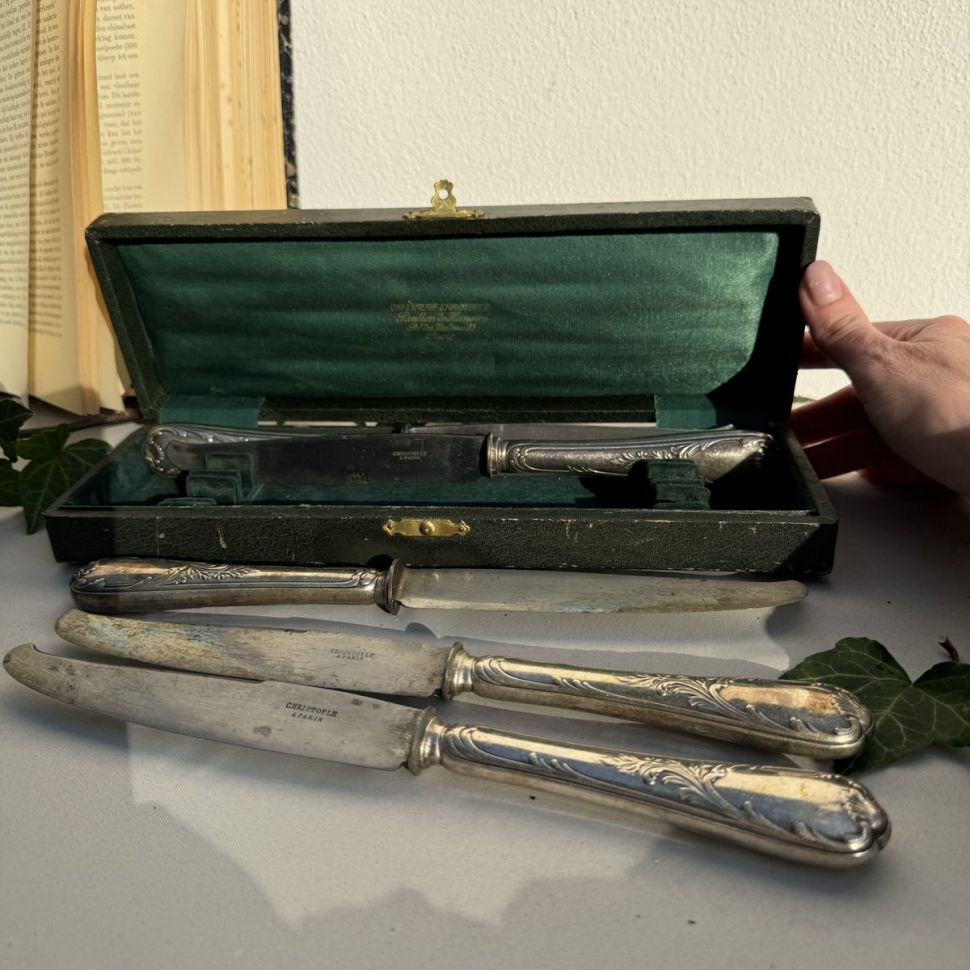 Нож столовый 26 см Christofle серебрение модерн Франция