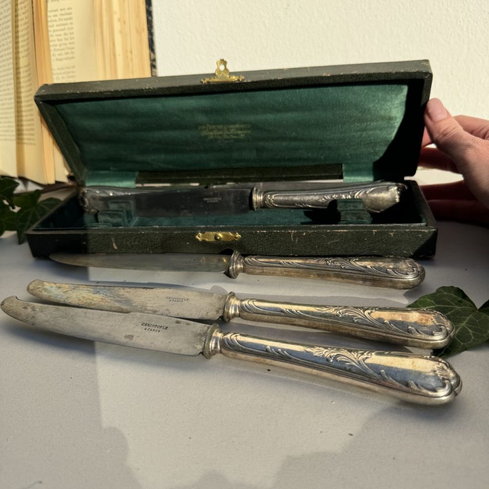 Нож столовый 26 см Christofle серебрение модерн Франция