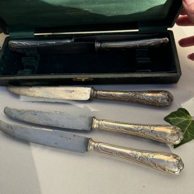 Нож столовый 26 см Christofle серебрение модерн Франция