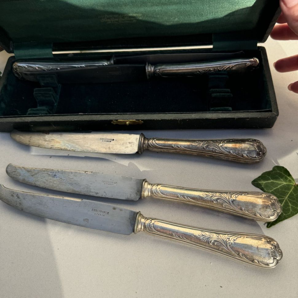 Нож столовый 26 см Christofle серебрение модерн Франция