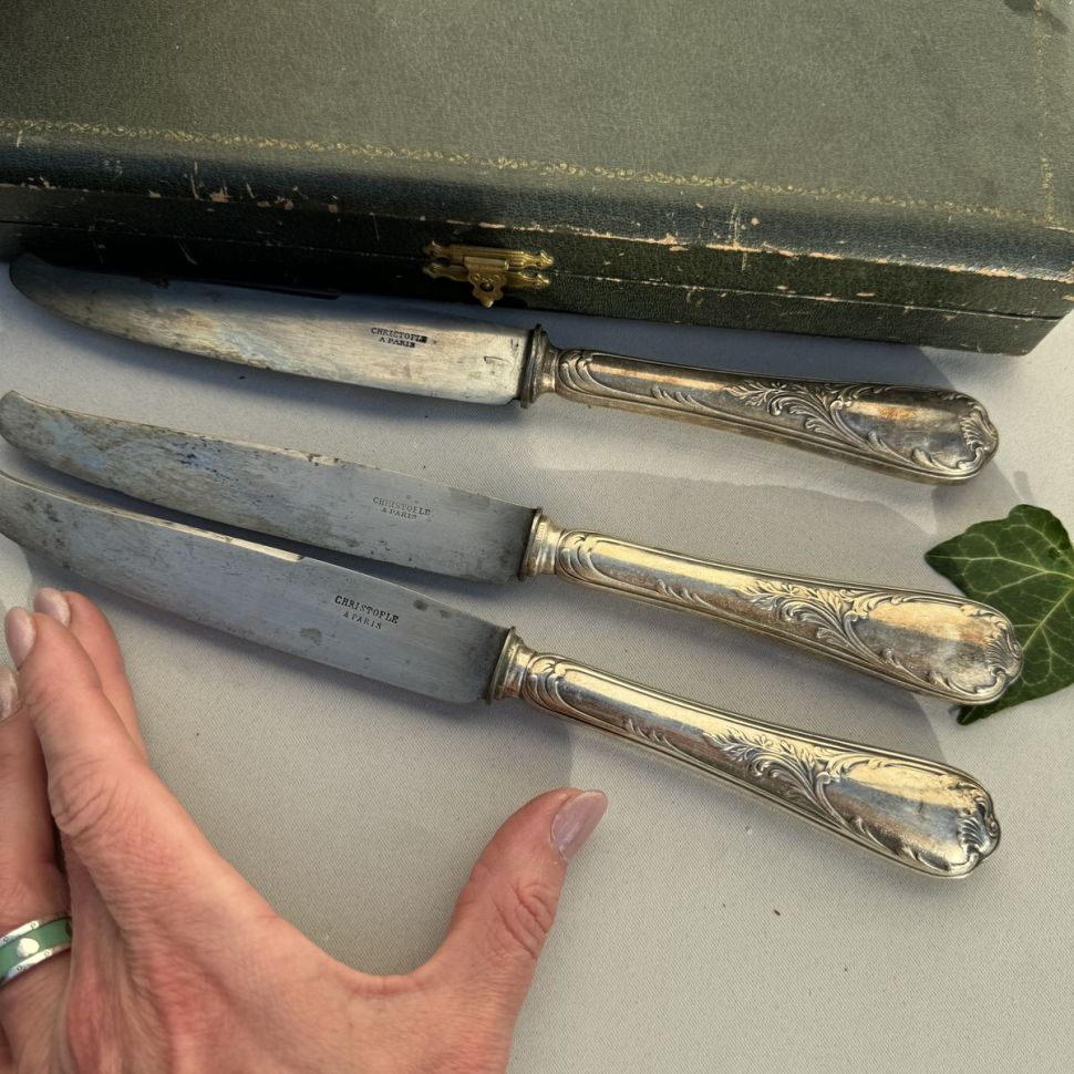 Нож столовый 26 см Christofle серебрение модерн Франция