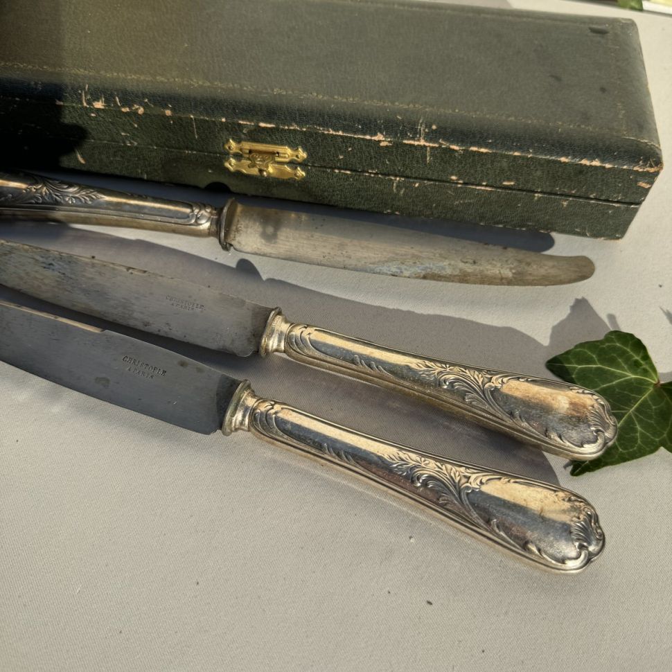 Нож столовый 26 см Christofle серебрение модерн Франция