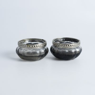 Солонка стекло мельхиор