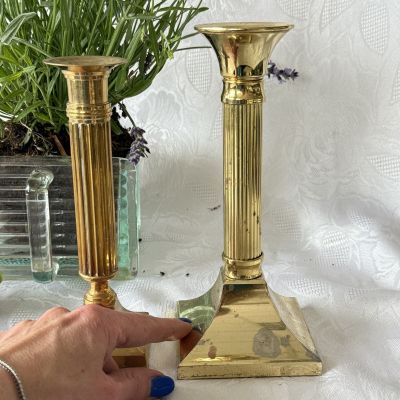 Подсвечник Колонна 21 см мельхиор золочение Германия