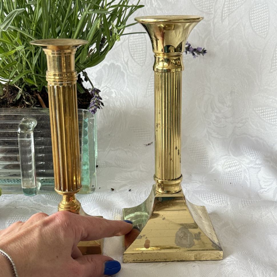 Подсвечник Колонна 21 см мельхиор золочение Германия