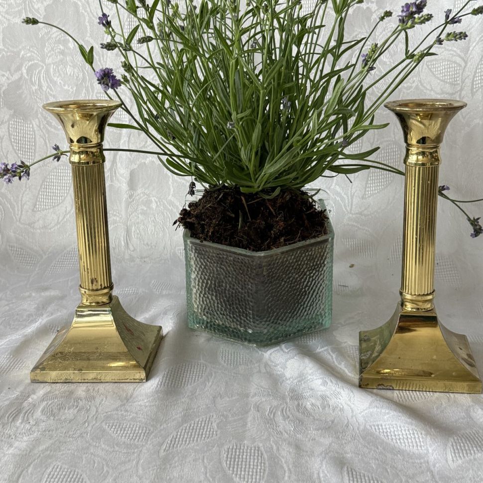 Подсвечник Колонна 21 см мельхиор золочение Германия