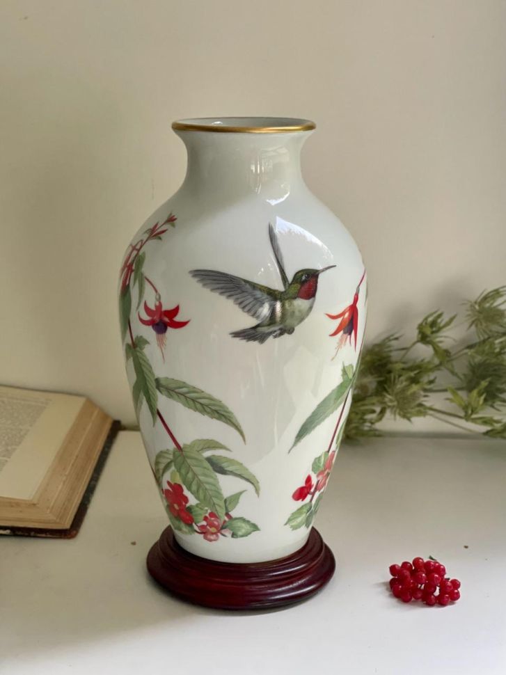 Ваза Franklin Mint 1981 The Garden Bird Колибри