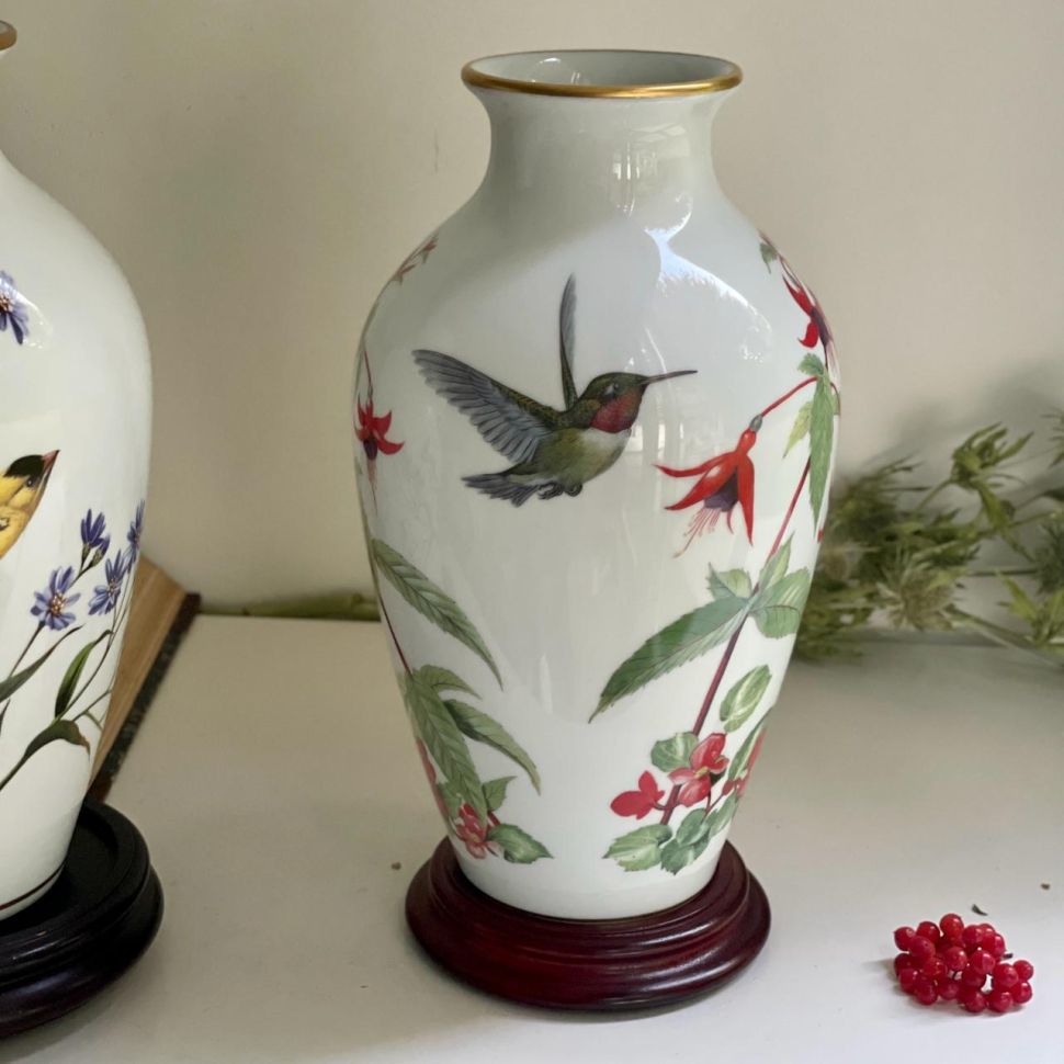 Ваза Franklin Mint 1981 The Garden Bird Колибри