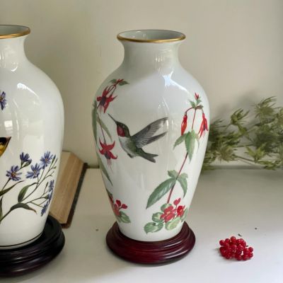 Ваза Franklin Mint 1981 The Garden Bird Колибри