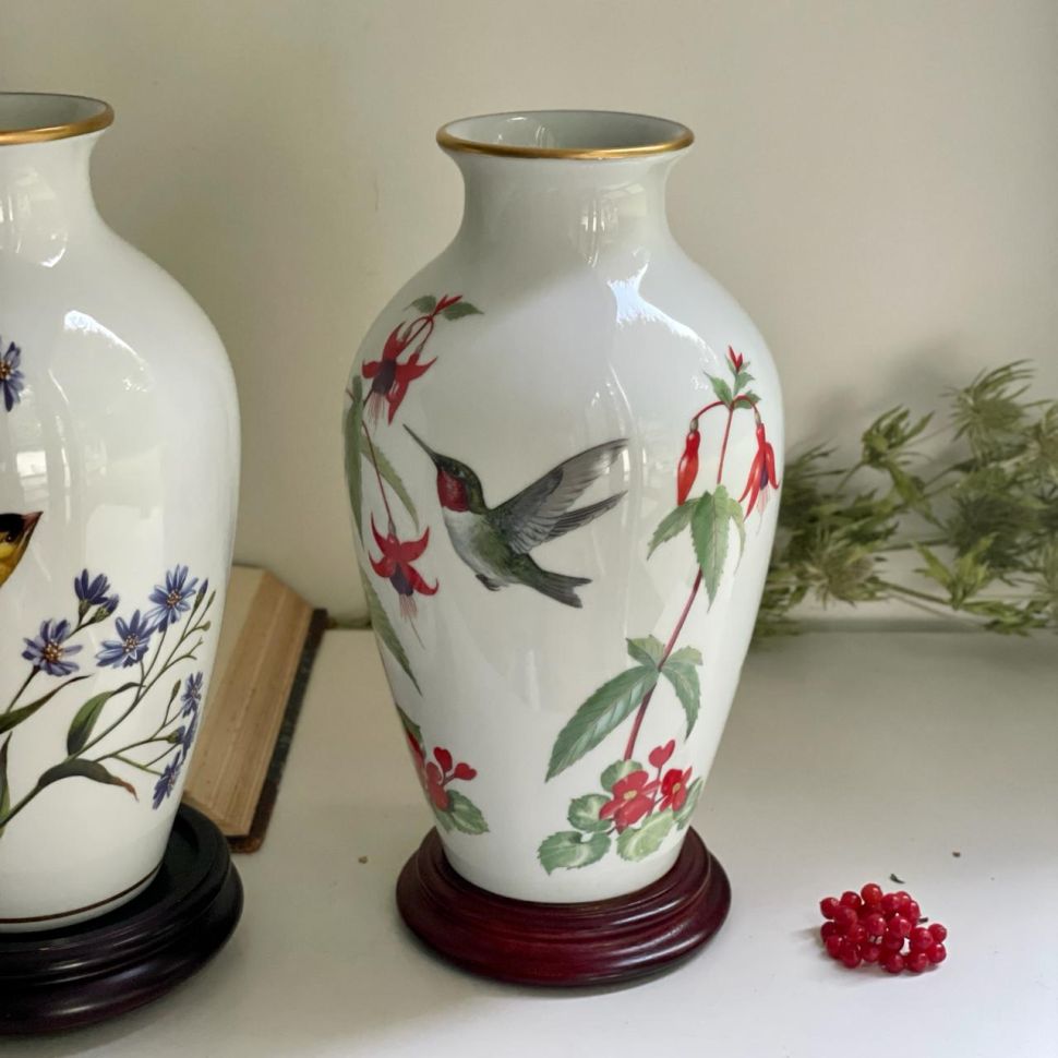Ваза Franklin Mint 1981 The Garden Bird Колибри