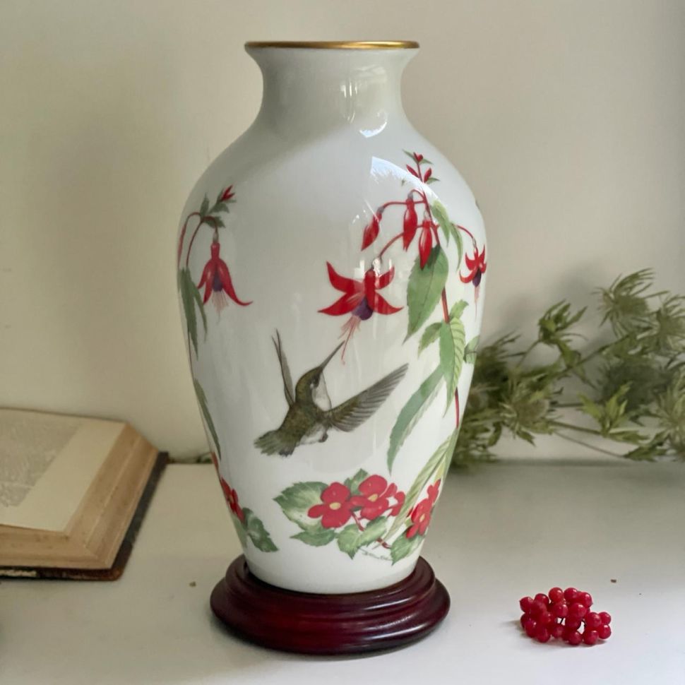 Ваза Franklin Mint 1981 The Garden Bird Колибри