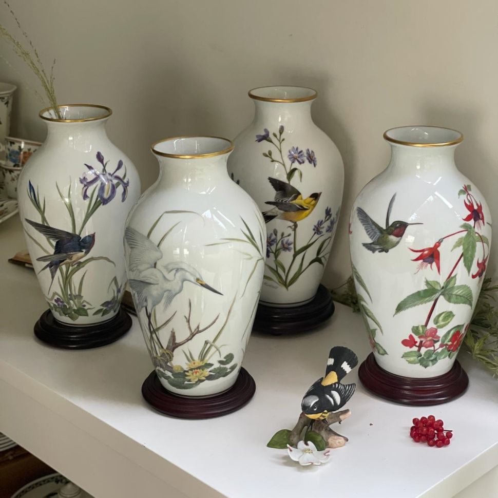 Ваза Franklin Mint 1981 The Garden Bird Колибри