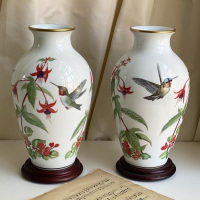 Ваза Franklin Mint 1981 The Garden Bird Колибри