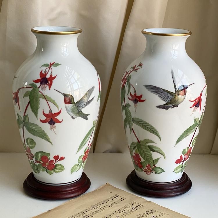 Ваза Franklin Mint 1981 The Garden Bird Колибри