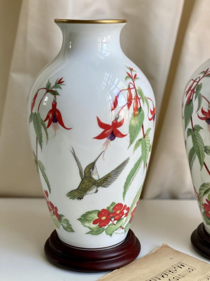 Ваза Franklin Mint 1981 The Garden Bird Колибри