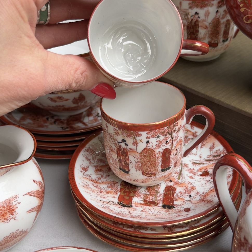 Кофейная пара Гейши за столом 100 мл фарфор Япония литофания