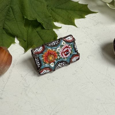 Брошь флорентийская микромозаика 3 см Италия